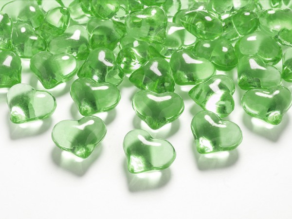 Krystalky srdce sv. zelené, 30 ks