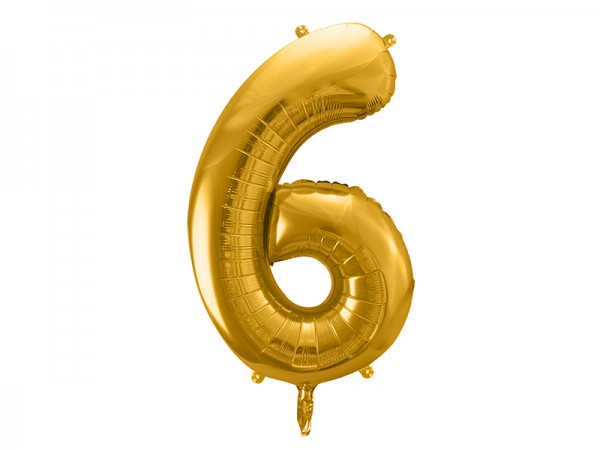 Foliový zlatý balónek číslice 6, 86 cm