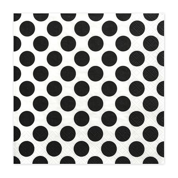 Paris Dekorace UBROUSEK 3vrstvy,33cm,bílý +černý puntík, 20ks