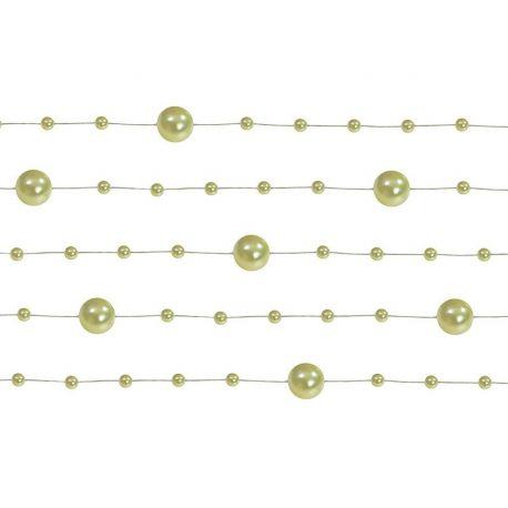 Paris Dekorace Girlanda perlová, světle olivová