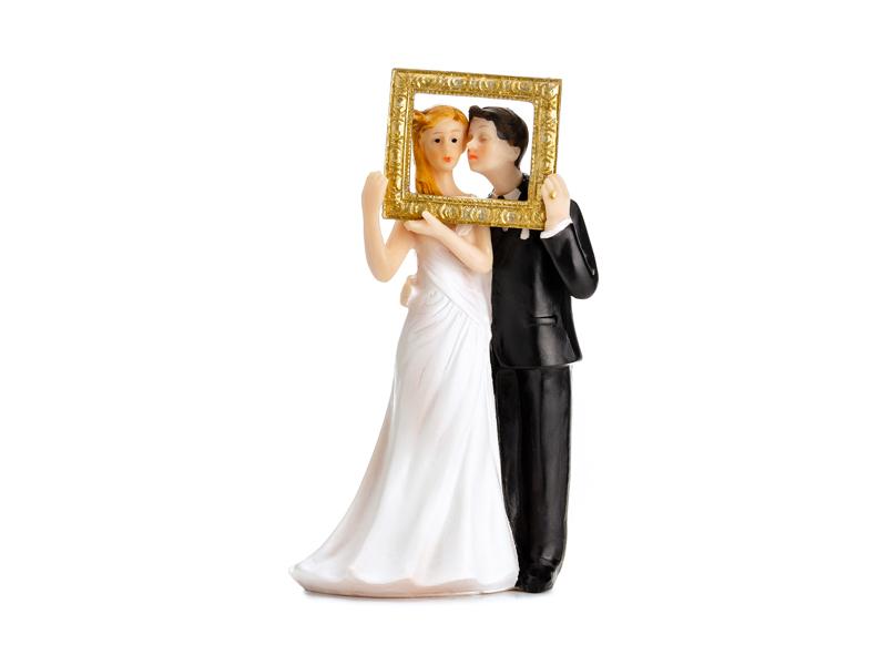 Svatební figurka nevěsta s ženichem s rámečkem
