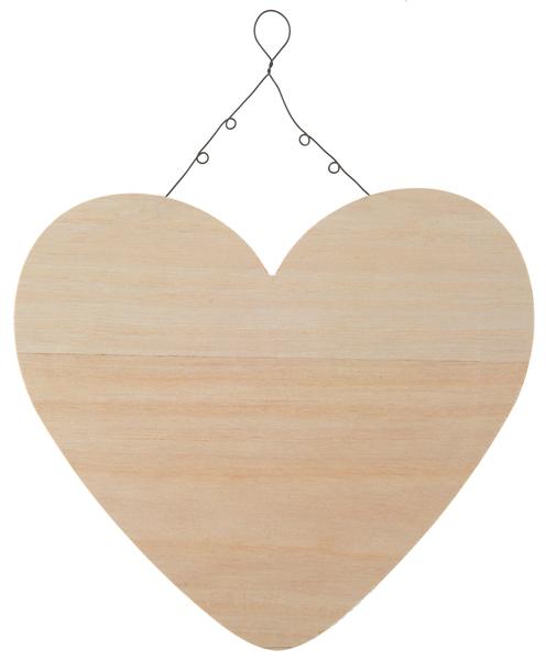 Dřevěné závěsné srdce, 25.5 x 25.5 x 9 cm