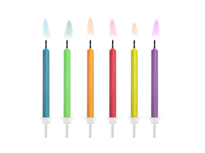 Narozeninové svíčky mix barev, 6 ks
