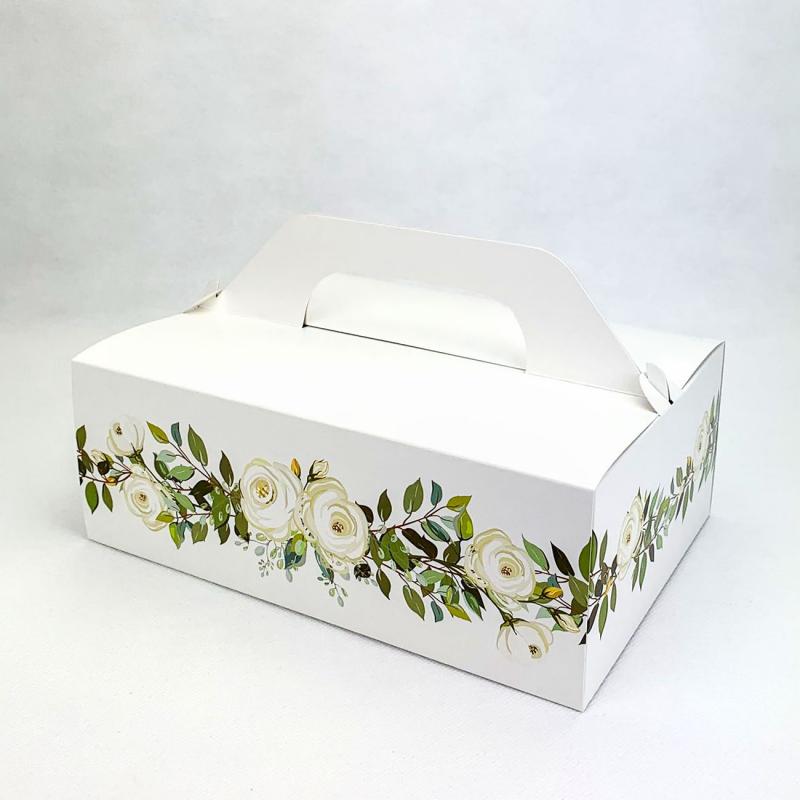 Krabička na výslužku s bílými růžemi