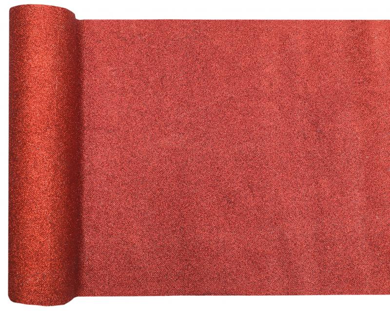 Paris Dekorace Glitrová stolová šerpa červená, 28 cm x 3 m