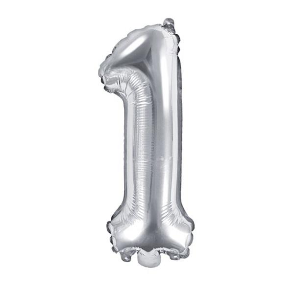 Foliový stříbrný balónek číslice 1, 35 cm